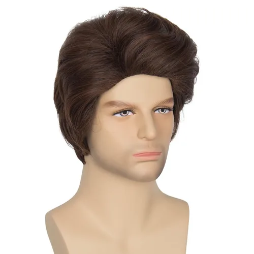 Vista 6 de Peluca para hombre de los años 70 y 80 Missuhair Prince, peluca corta ondulada de pelo lanudo anime, cosplay, peluca de Halloween