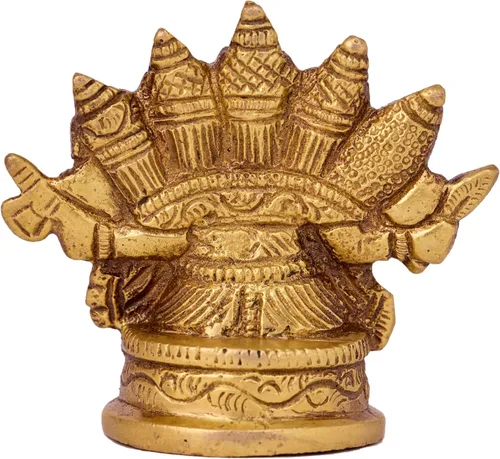 Vista 2 de GURU JEE™ Estatua de latón Panchmukhi Lord Ganesha Idol 5 Caras Ganesh Ji Cinco cabezas Ganpati Bappa Murti para regalos Puja Mandir Temple Showpiece
