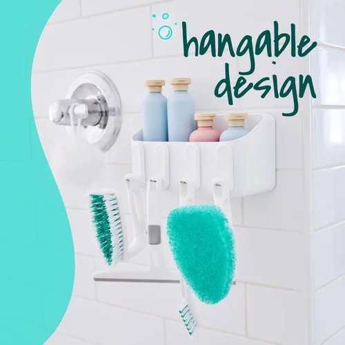 Vista 7 de Scotch-Brite Cepillo multiusos: cerdas duraderas para suelos de azulejos, paredes, puertas de ducha, bañeras y accesorios de baño, mango ergonómico