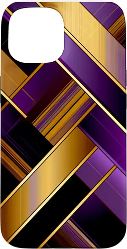 Vista 6 de Púrpura Negro Oro Plaid Patrón A Cuadros Amantes Caso Para iPhone 16