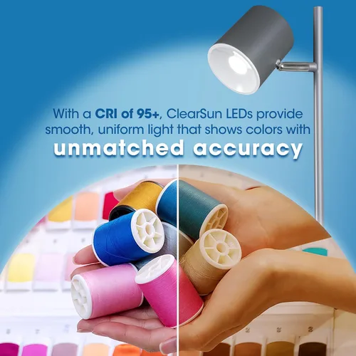 Vista 4 de OttLite Good Housekeeping - Lámpara de escritorio LED moderna, carga inalámbrica, color gris Los LED ClearSun reducen la fatiga ocular Regulable