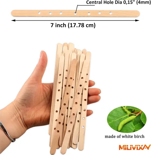 Vista 2 de MILIVIXAY 100 soportes de mecha de madera, dispositivo de centrado de mechas de vela para velas grandes y multimecha.