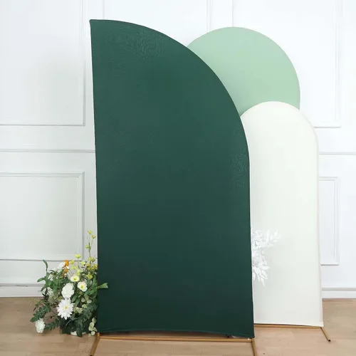 Vista 126 de Efavormart - Juego de 4 fundas de elastano beige para arco de media luna, fundas de telón de fondo Chiara de 2.5 pies a 7 pies para escenarios
