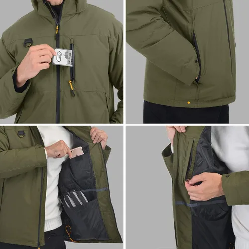 Vista 5 de Men's Ski Jacket Down Insulated Waterproof Winter Jacket Windproof Snowboard Snow Coat