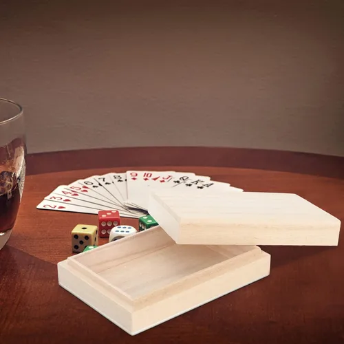 Vista 2 de Cabilock Caja de madera Lenormand Deck Display Case Estuche de cubierta de juego Estuche de cubierta Estuche de póker de madera Caja de póquer