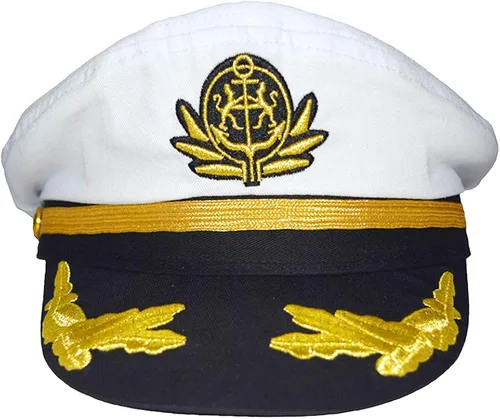 Vista 4 de Sombrero del capitán del almirante del barco de los hombres Snapback bordado ancla Mariner náutico fiesta sombreros