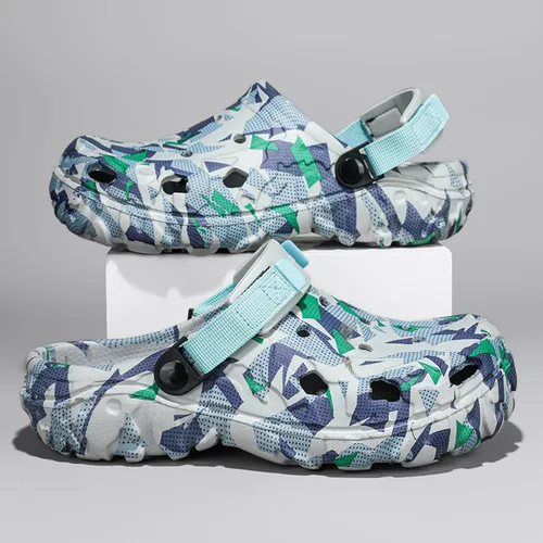 Vista 3 de ihinzry Zuecos de jardín para hombre, sandalias de playa para hombre, pantuflas de exterior con correa ajustable