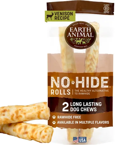 Vista 9 de Earth Animal No Hide Chews - Rollos masticables para perros grandes sin cuero crudo de larga duración, carne de res - 2 unidades Large Beef
