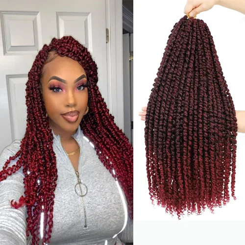 Vista 25 de Cabello Corto PassionTwist de 8 Pulgadas Cabello Pre-retorcido Passion Twists Cabello de Ganchillo Pre-enrollado Cabello Rizado de Ganchillo para 1b