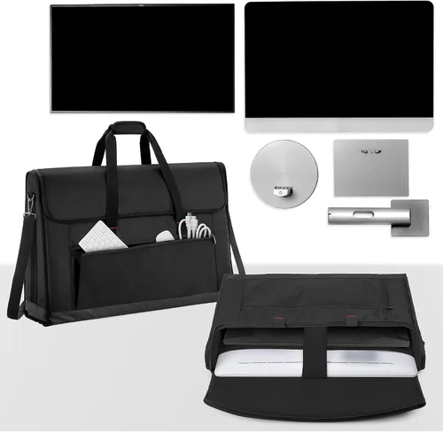 Vista 6 de Trunab Estuche de transporte para monitor de 24 a 27 pulgadas, bolsa de viaje acolchada con capacidad para hasta 2 pantallas LCD/televisores,