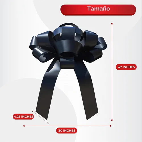 Vista 7 de CarBowz gran moño para auto, moño gigante de 30 pulgadas, imán sin rayones, de vinilo resistente al clima completamente ensamblado (negro)