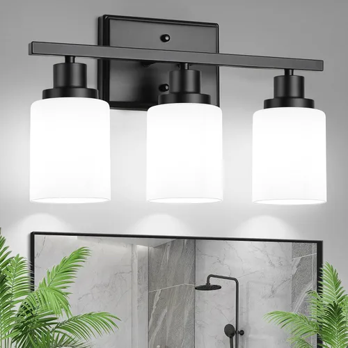 Vista 11 de Ascher Apliques de pared de 2 luces, moderna lámpara de tocador con pantalla de vidrio transparente, lámpara de pared de níquel cepillado