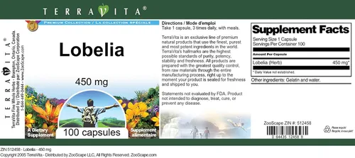 Vista 3 de Lobelia - 450 mg (100 Cápsulas, ZIN: 512458)