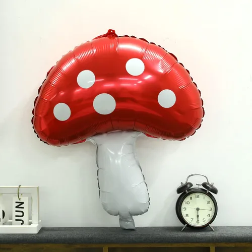 Vista 8 de Paquete de 31 globos de papel de aluminio con forma de hongo de 31 pulgadas, proveedor de fiesta de cumpleaños de hadas, princesa, cumpleaños