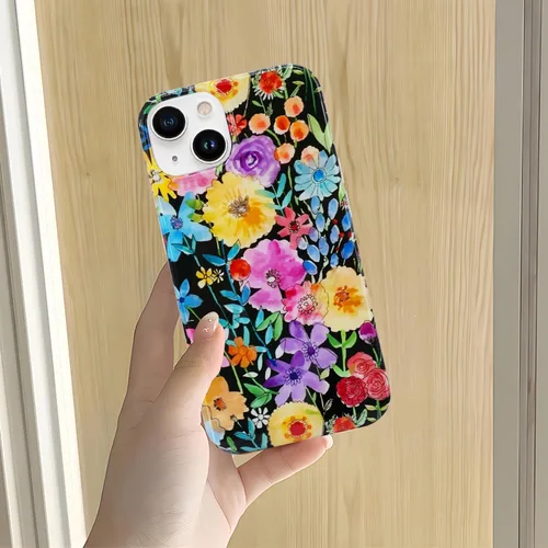 Vista 8 de J.west Funda compatible con iPhone 14 para mujer, bonito diseño floral femenino, patrón kawaii de flores silvestres en acuarela para niñas
