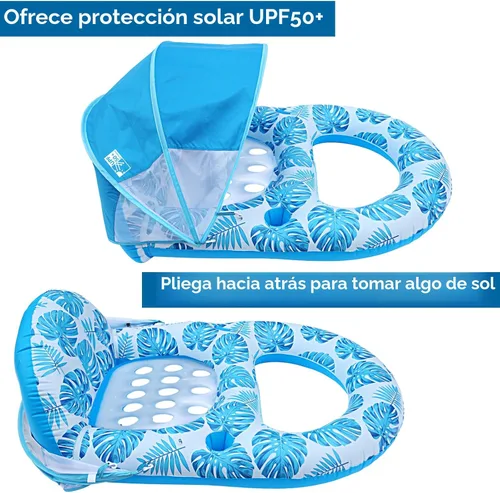 Vista 4 de COOLCOOLDEE Flotador de Piscina con Toldo UPF50+, Flotadores de Piscina Extra Grandes para Adultos de Alta Resistencia, Flotador Inflable