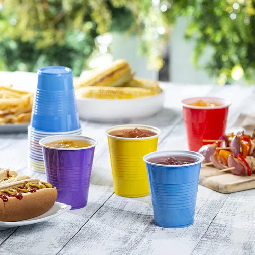 Vista 3 de GUSTO Vasos de plástico desechables para fiestas, 12 onzas, 240 unidades, varios colores, para fiestas, eventos y uso diario, paquete muy cómodo