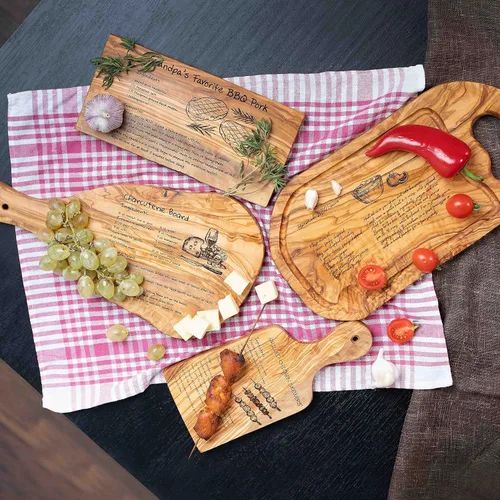 Vista 6 de Forest Decor Tabla de cortar de madera de olivo, tabla de cortar de cocina de madera sostenible natural para carne, pan, verduras, pequeña tabla