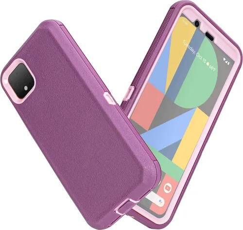 Vista 4 de Funda protectora para Google Pixel 4XL integrada, resistente a prueba de golpes, funda protectora de cuerpo completo con soporte y clip giratorio