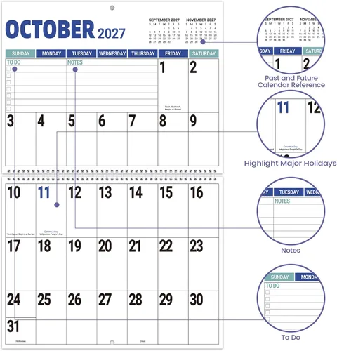 Vista 5 de 2027 Calendar - 2027 Wall Calendar Jan 2027 - Dec 2027, 14.7'' x 23.2'' 2027 Large Wall Calendar, 12 Months Jumbo Large Print 27 Calendar, 14.7'' x