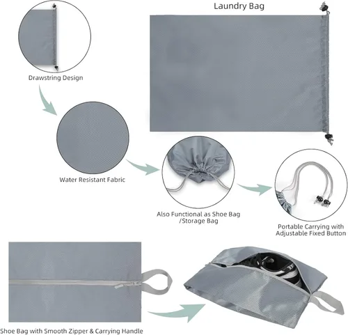 Vista 5 de Cubos de equipaje de compresión para viaje, bolsas organizadoras de maleta, juego de 7 bolsas de viaje expandibles, organizador para equipaje