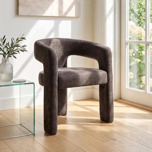 Vista 15 de Silla de Comedor Moderna de Chenille Tipo Barril Tapizada en Tela para Comedor con Brazo, Cómoda Silla Auxiliar de Acento para Cocina/Sala