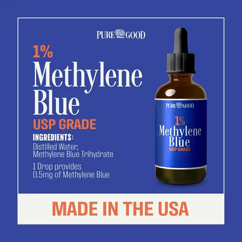 Vista 3 de Azul de metileno 1% Líquido – 10 mg por 1 mL Porción – 2.0 fl oz (2.03 fl oz) – Aproximadamente 60 porciones por botella (paquete de 3) – Probado