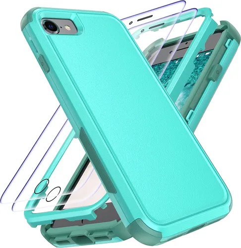 Vista 8 de YmhxcY Funda para iPhone SE 2022/2020, iPhone 8/7 con protector de pantalla integrado a prueba de caídas, 3 capas de cubierta duradera, a prueba