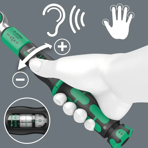Vista 6 de Wera 05075801001 Llave dinamométrica Safe-Torque A 2 con accionamiento hexagonal de 1/4", 2-12 Nm, Negro Verde
