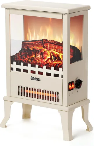 Vista 9 de TURBRO Suburbs TS17Q - Chimenea eléctrica infrarroja, 19 pulgadas, vista de 3 lados, llama realista, protección contra sobrecalentamiento