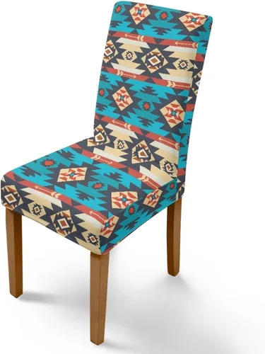 Vista 52 de Rnyleeg Juego de 1 fundas para sillas étnicas para sala de estar, sin brazos, estampado tribal azteca, elásticas, fundas protectoras para sillas