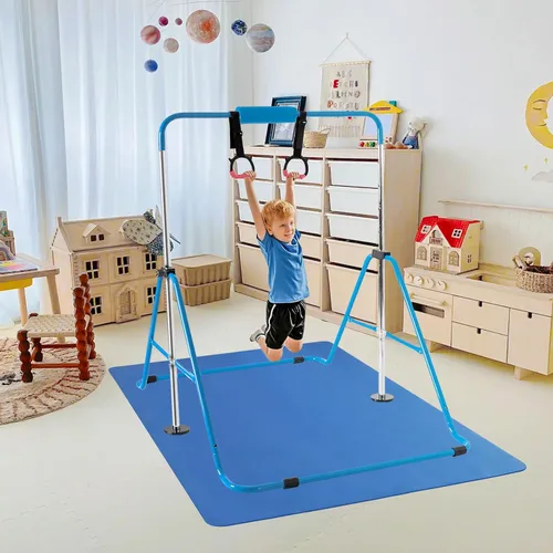 Vista 8 de Gymnastics Bar for Kids,Folding Gymnastic Training Kip Bar with Rings,Gymnastics Equipment for Kids,5-Level Adjustable Height Fitness Equipment for