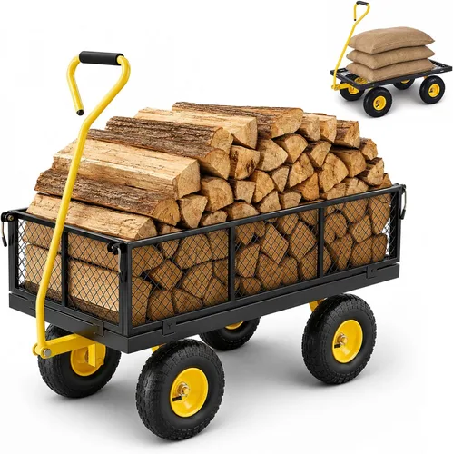 Vista 20 de VEVOR Carrito de jardín de acero de 900 libras, mango 2 en 1, carro de jardín extraíble resistente con neumáticos libres de 10 pulgadas, carrito