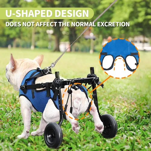 Vista 7 de Soporte de pierna y cadera para perro para silla de ruedas para mascotas, silla de ruedas para patas traseras, carrito ajustable para mascotas