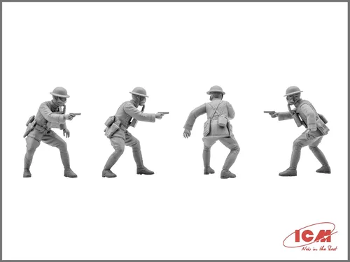 Vista 6 de ICM 35704 - Kit de modelado de figuras militares de plástico Infantería estadounidense en máscaras de gas (1918) (4 figuras) - Escala 1:35
