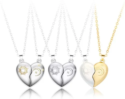 Vista 7 de Collar de pareja anillos para mujeres y hombres, collares a juego con corazón para parejas, novias y novias, regalo para el día de San Valentín