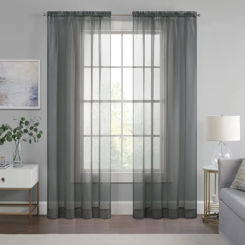 Vista 11 de Eclipse Livia - Cortina transparente con bolsillo para barra, 59 x 63 pulgadas, color negro