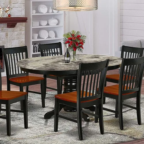 Vista 2 de Mantel ovalado ajustable para mesa de patio, con bordes elásticos occidentales, de poliéster, estampado tradicional de vagón, se adapta a mesas