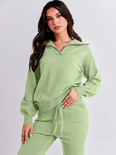 Vista 9 de ANRABESS Conjunto de dos piezas para mujer, suéter de manga larga y pantalones con cordón