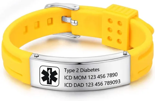 Vista 14 de OPALSTOCK Pulseras médicas personalizadas de silicona ajustable para identificación de emergencias, grabado gratuito, 9 pulgadas, resistente al