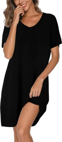 Vista 8 de Paquete de 2 camisones para mujer, camisas de dormir de algodón de manga corta