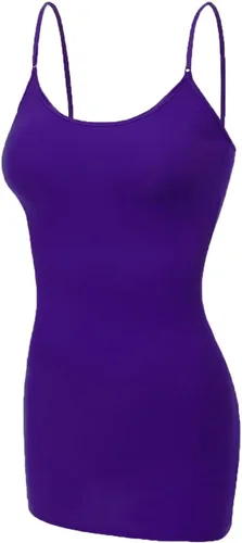 Vista 66 de Emmalise Camisola larga casual básica para mujer, con tirantes ajustables, top en capas
