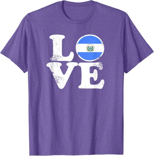 Vista 10 de Love El Salvador Flag tShirt Home Pride Distressed Tee T-Shirt