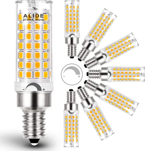 Vista 10 de Bombilla LED E12 regulable de 5 W C7, reemplaza equivalente a halógeno E12 de 40 W, blanco cálido 2700 K, base T6 de 110 V, 120 V, E12, bombillas