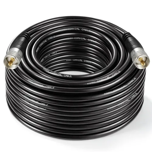 Vista 23 de Cable coaxial RG8x, Cable coaxial CB, 1 pie UHF PL259 Macho a Macho Cables de antena CB de baja pérdida, 50 ohmios para radio HAM, analizador
