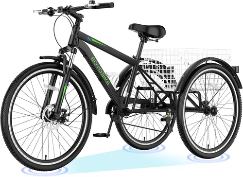 Vista 9 de ABORON Triciclo para adultos, bicicleta de 3 ruedas para adultos, triciclo para adultos, llantas de doble pared, triciclo para mujeres y hombres