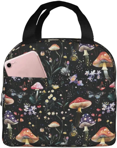 Vista 15 de Lonchera con diseño a cuadros azules aislada, bolsa térmica para almuerzo para adultos, niños, niñas, mujeres, oficina, trabajo, escuela, picnic