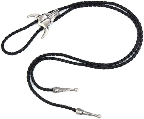 Vista 3 de AZORA Western Cowboy Bolo Tie Men Leather Necktie Rope Cord Bull Skull Bola Tie for Women