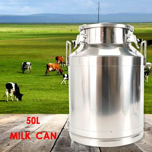 Vista 6 de Lata de leche de acero inoxidable de 13 galones, 50 L, olla para lácteos con tapa sellada, cubo resistente 304, recipiente de almacenamiento