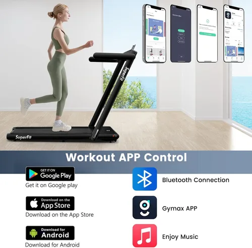 Vista 7 de GYMAX Almohadilla para caminar, 2 en 1, instalación gratuita debajo del escritorio, con monitor LED, aplicación inteligente/control remoto y altavoz